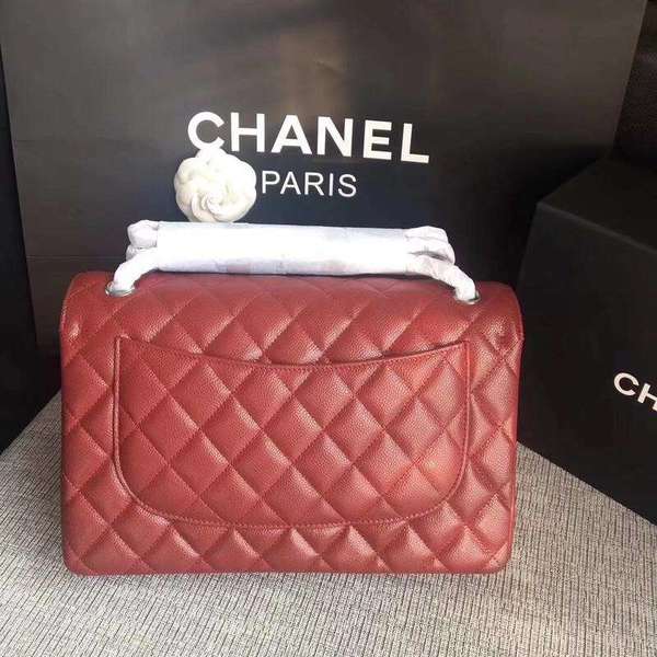 Chanel Flap Shoulder Bags Marroon Original Calfskin Leather CF1113 Silver Chanel Flap Shoulder Bags Marroon Original Calfskin Leather CF1113 Silver