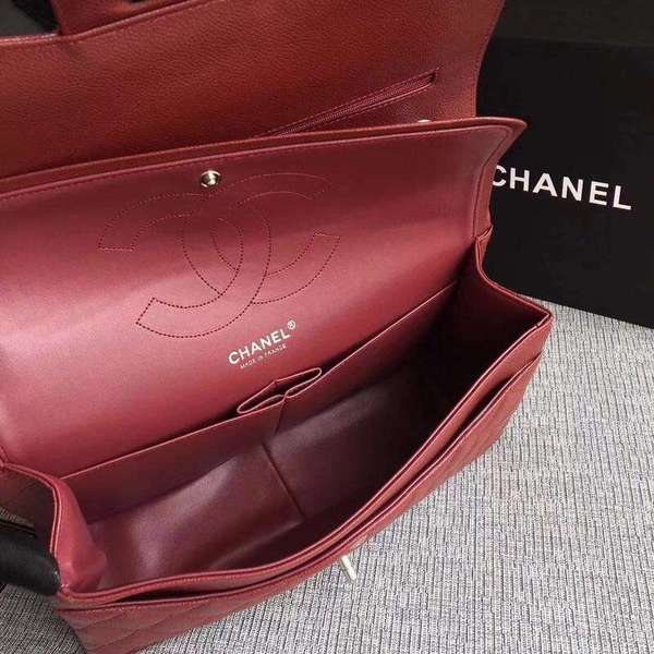 Chanel Flap Shoulder Bags Marroon Original Calfskin Leather CF1113 Silver Chanel Flap Shoulder Bags Marroon Original Calfskin Leather CF1113 Silver