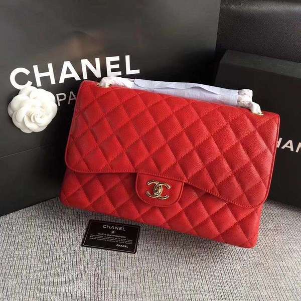 Chanel Flap Shoulder Bags Red Original Calfskin Leather CF1113 Gold Chanel Flap Shoulder Bags Red Original Calfskin Leather CF1113 Gold