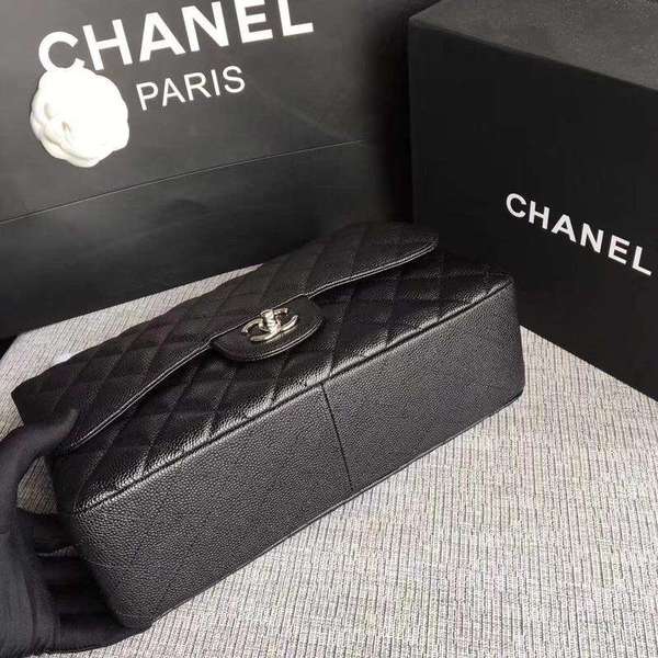 Chanel Flap Shoulder Bags Black Original Calfskin Leather CF1113 Silver Chanel Flap Shoulder Bags Black Original Calfskin Leather CF1113 Silver