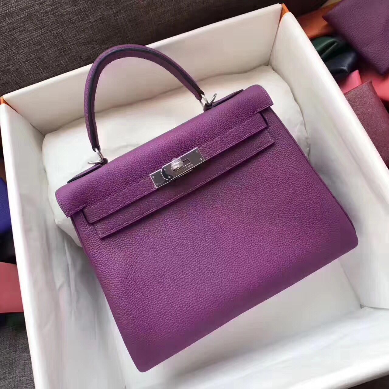 Hermes Kelly 32cm/28cm Shoulder Bag TOGO Leather KY28 Purple