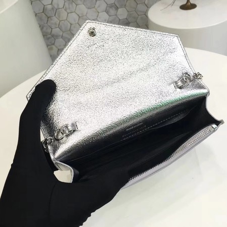 Yves Saint Laurent Original Calfskin Leather Shoulder Bag 2822 Silver