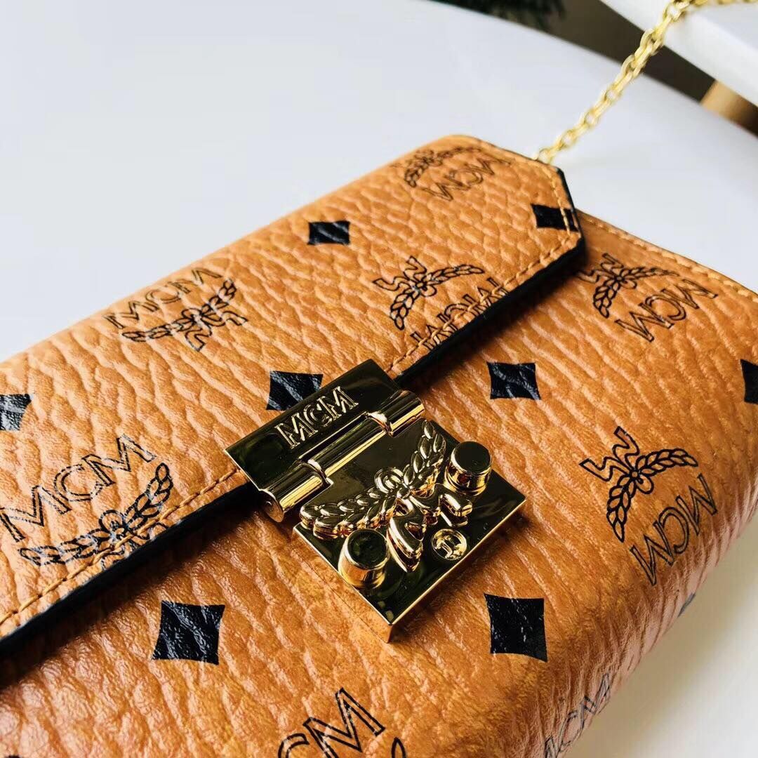 MCM Shoulder Bag Calfskin Leather 3356 Camel MCM Shoulder Bag Calfskin Leather 3356 Camel