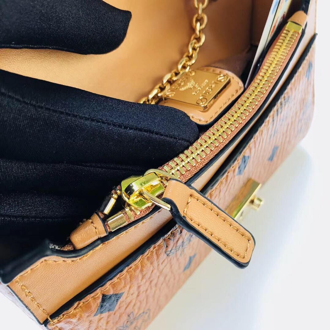 MCM Shoulder Bag Calfskin Leather 3356 Camel MCM Shoulder Bag Calfskin Leather 3356 Camel