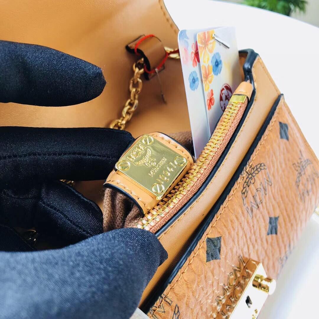 MCM Shoulder Bag Calfskin Leather 3356 Camel MCM Shoulder Bag Calfskin Leather 3356 Camel