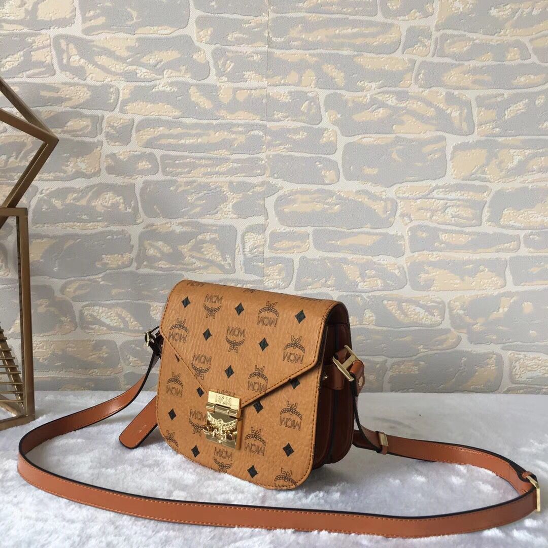 MCM Shoulder Bag Calfskin Leather 4566 Camel MCM Shoulder Bag Calfskin Leather 4566 Camel