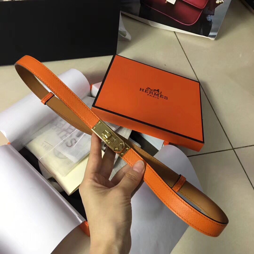 HERMES 2.0cm Original Leather Female Belt 17414c orange HERMES 2.0cm Original Leather Female Belt 17414c orange