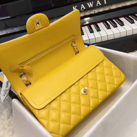 Chanel Flap Original Sheepskin Leather CF1112 Yellow gold chain