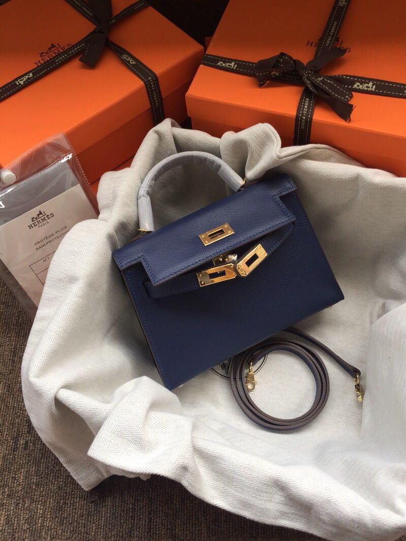 Hermes Kelly 20cm Tote Bag Original Epsom Leather KL20 Blue Hermes Kelly 20cm Tote Bag Original Epsom Leather KL20 Blue