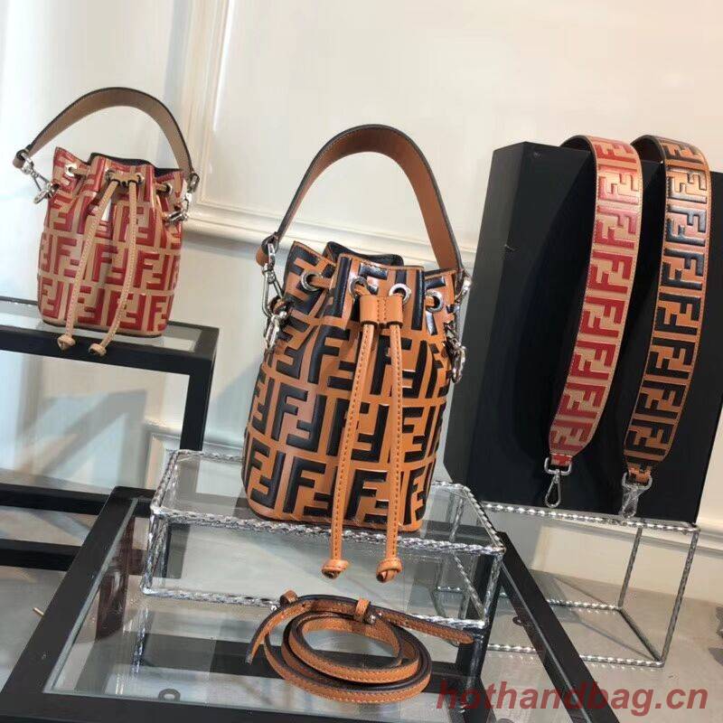 Fendi KAN I LOGO Handbag F0835 brown Fendi KAN I LOGO Handbag F0835 brown