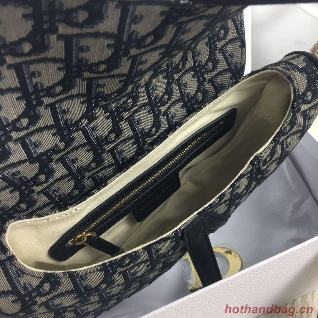 Dior SADDLE BAG IN BLUE CANVAS M0446C black Dior SADDLE BAG IN BLUE CANVAS M0446C black