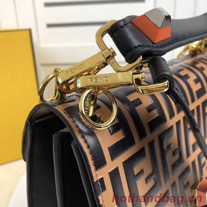 FENDI Kan I Leather Shoulder Bag F9235 black FENDI Kan I Leather Shoulder Bag F9235 black