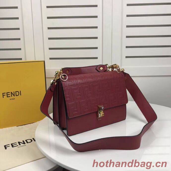 FENDI Kan I Leather Shoulder Bag F9235 red FENDI Kan I Leather Shoulder Bag F9235 red
