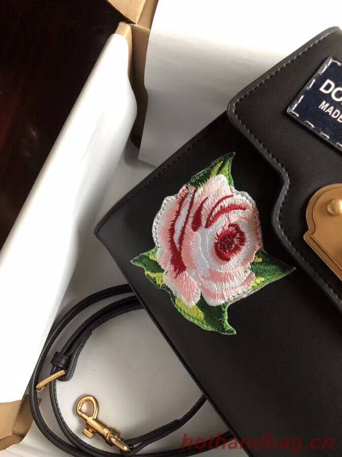 Dolce & Gabbana SICILY Chrysanthemum Calfskin Tote Bags 5588-2black Dolce & Gabbana SICILY Chrysanthemum Calfskin Tote Bags 5588-2black