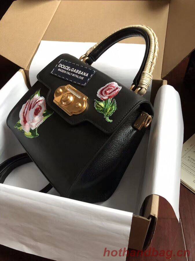 Dolce & Gabbana SICILY Chrysanthemum Calfskin Tote Bags 5588-2black Dolce & Gabbana SICILY Chrysanthemum Calfskin Tote Bags 5588-2black