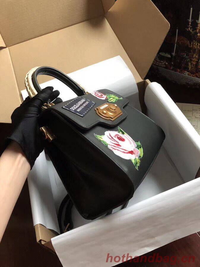 Dolce & Gabbana SICILY Chrysanthemum Calfskin Tote Bags 5588-2black Dolce & Gabbana SICILY Chrysanthemum Calfskin Tote Bags 5588-2black