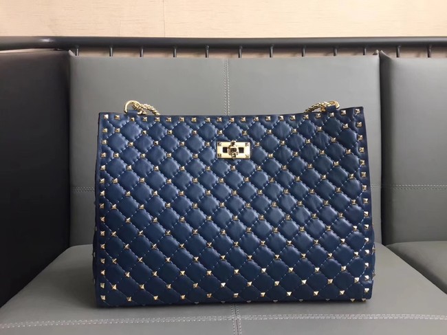 Valentino Starry Series Shopping Bag Original Sheepskin Leather 0346 blue