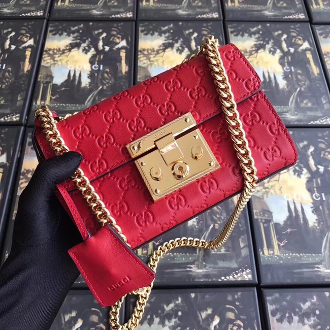 Gucci Padlock small GG shoulder bag 409487 red