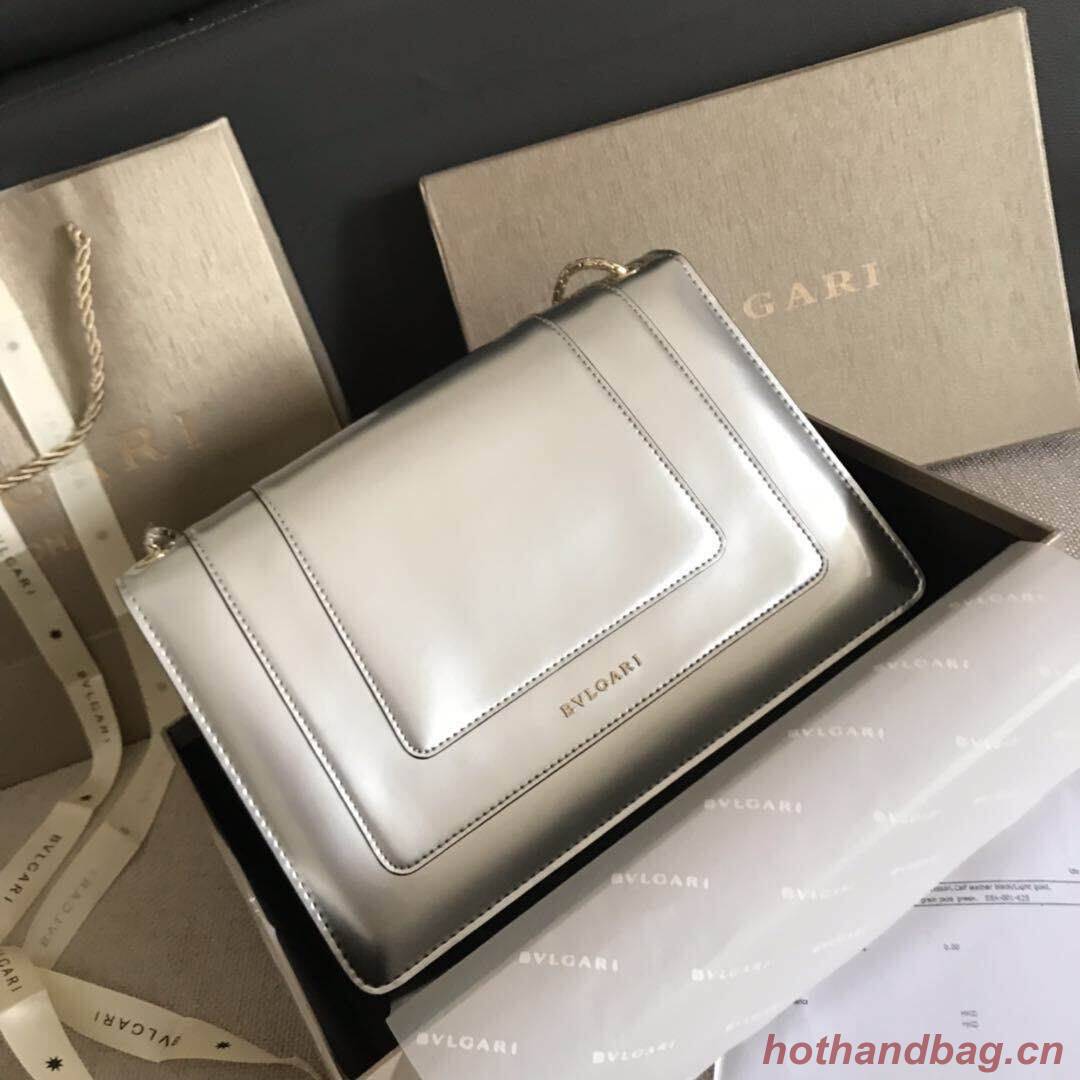 Bulgari metallic-leather shoulder bag 15004 silver Bulgari metallic-leather shoulder bag 15004 silver