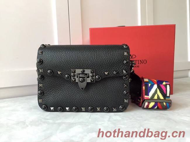 VALENTINO Rockstud leather messenger bag B50055 black