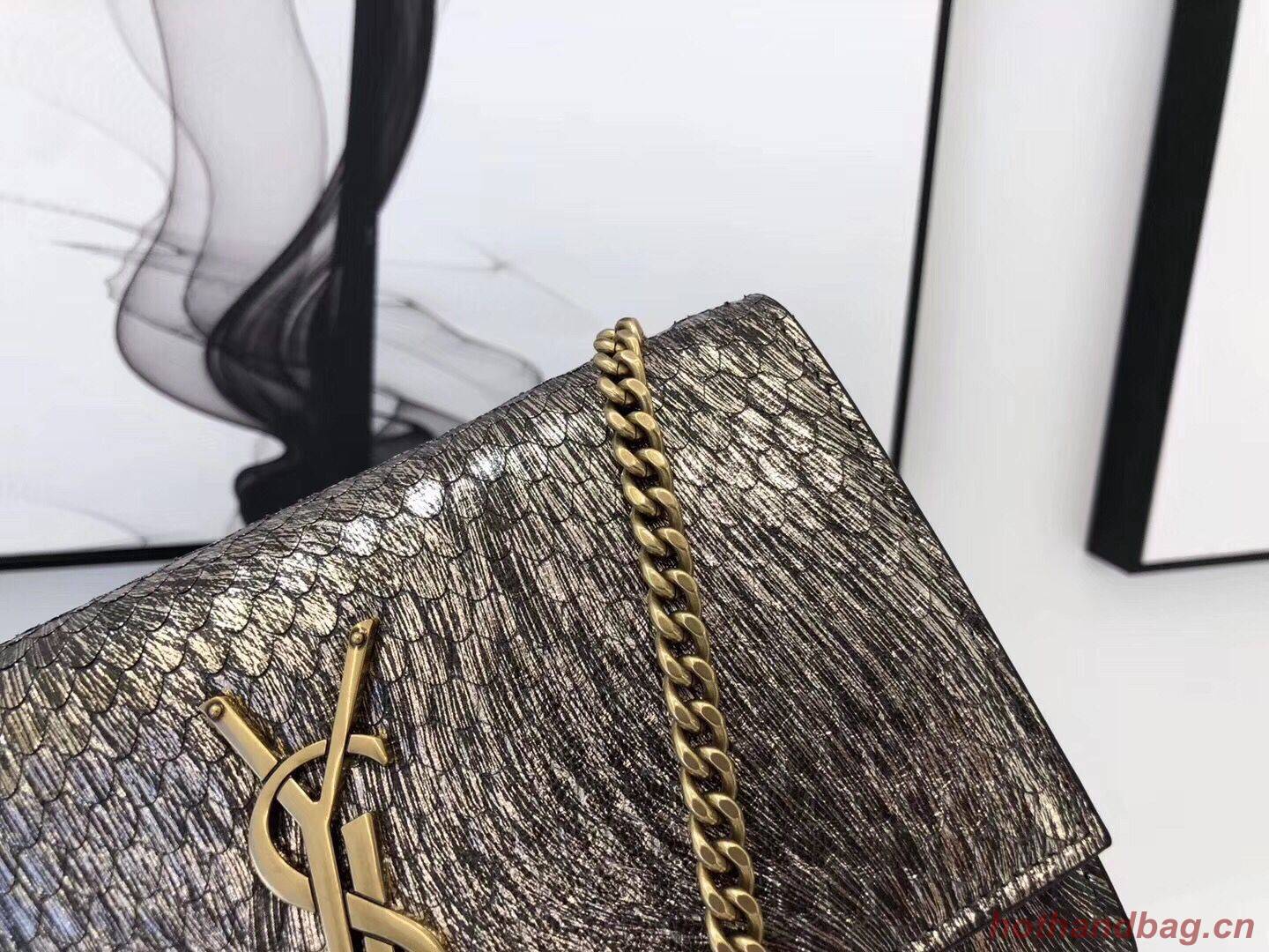 SAINT LAURENT Kate Snake Leather croc-embossed Shoulder Bag 474366 Gold SAINT LAURENT Kate Snake Leather croc-embossed Shoulder Bag 474366 Gold