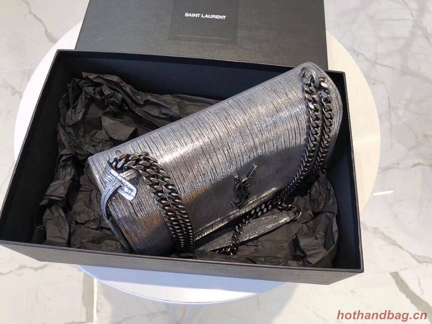 SAINT LAURENT Monogram Sunset medium Silver Wire cross-body Bag 442906 Silver SAINT LAURENT Monogram Sunset medium Silver Wire cross-body Bag 442906 Silver