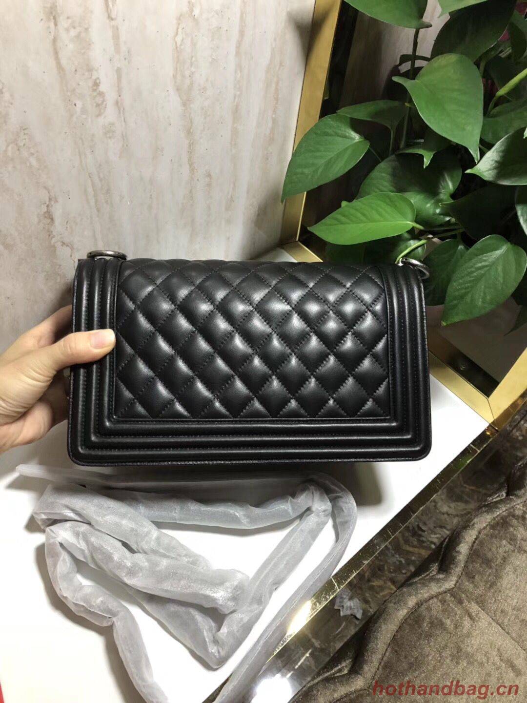 Chanel Boy Flap Original Sheepskin Leather Shoulder Black Bag A67086 Silver Chanel Boy Flap Original Sheepskin Leather Shoulder Black Bag A67086 Silver