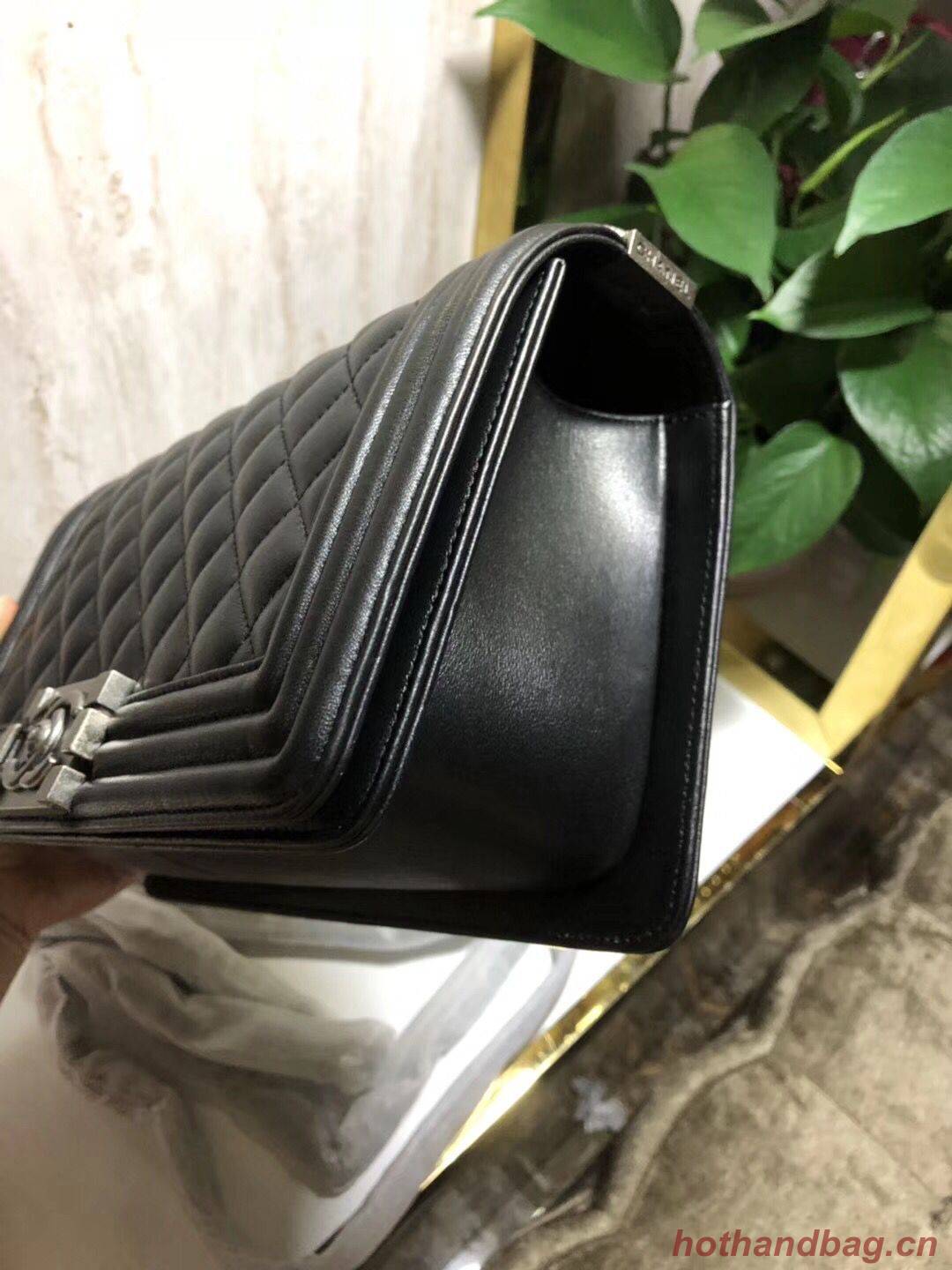 Chanel Boy Flap Original Sheepskin Leather Shoulder Black Bag A67086 Silver Chanel Boy Flap Original Sheepskin Leather Shoulder Black Bag A67086 Silver