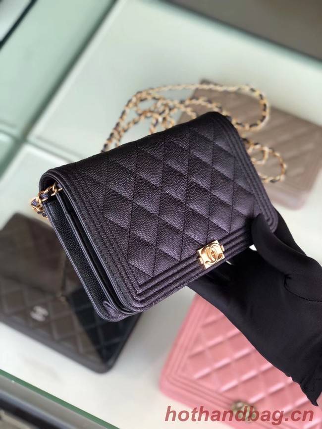 BOY CHANEL Original Wallet on Chain & Gold-Tone Metal B80287 black