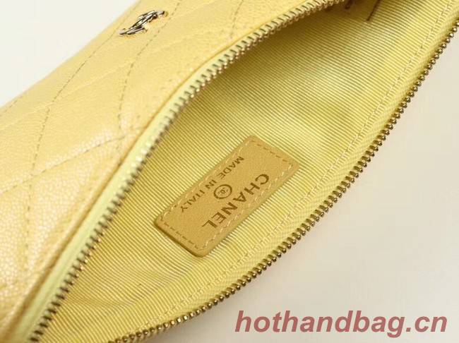 Chanel Calfskin Leather Card packet & Gold-Tone Metal A81598 yellow