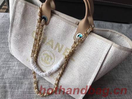 Chanel Canvas Original Leather Shoulder Shopping Bag A2369 creamy Chanel Canvas Original Leather Shoulder Shopping Bag A2369 creamy