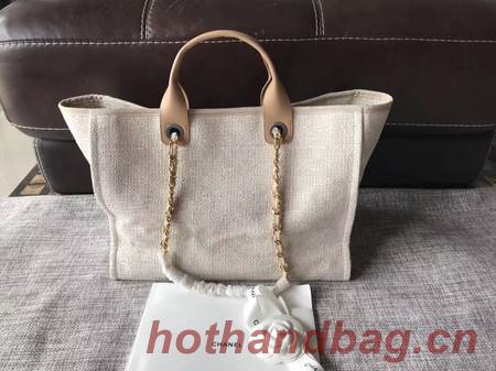 Chanel Canvas Original Leather Shoulder Shopping Bag A2369 creamy Chanel Canvas Original Leather Shoulder Shopping Bag A2369 creamy