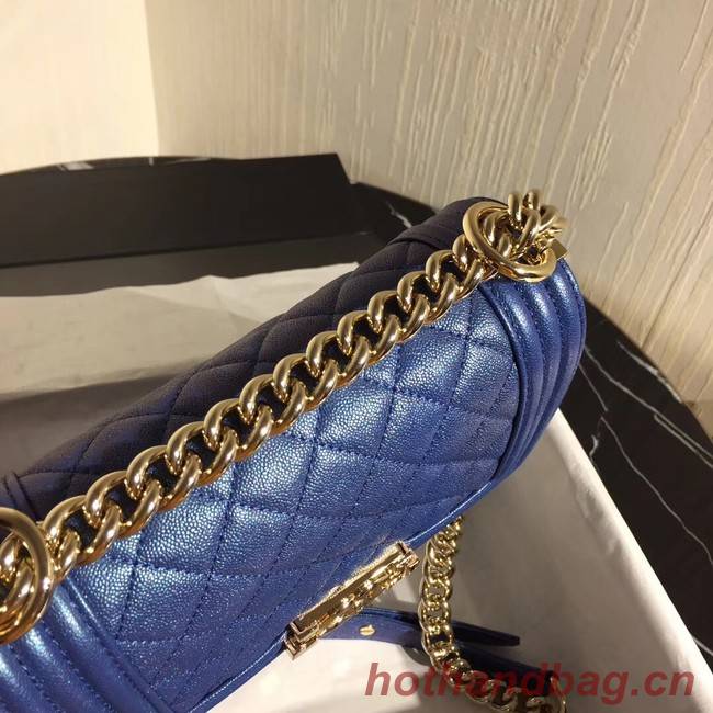 Boy Chanel Flap Shoulder Bag Original Leather Blue A67085 Gold Boy Chanel Flap Shoulder Bag Original Leather Blue A67085 Gold