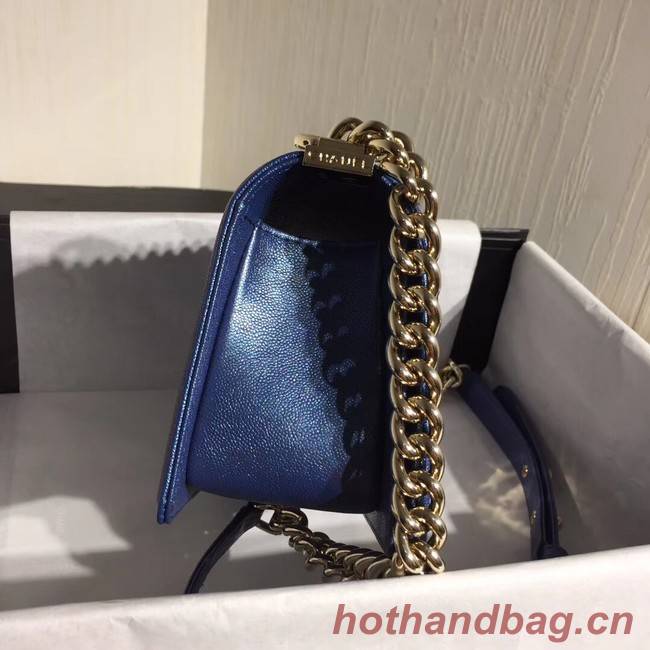 Boy Chanel Flap Shoulder Bag Original Leather Blue A67085 Gold Boy Chanel Flap Shoulder Bag Original Leather Blue A67085 Gold