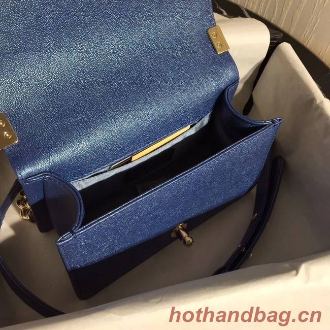 Boy Chanel Flap Shoulder Bag Original Leather Blue A67085 Gold Boy Chanel Flap Shoulder Bag Original Leather Blue A67085 Gold