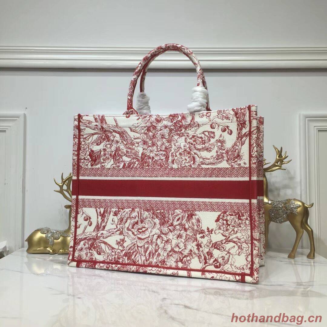 DIOR BOOK TOTE BAG IN EMBROIDERED CANVAS C1286 Pink DIOR BOOK TOTE BAG IN EMBROIDERED CANVAS C1286 Pink