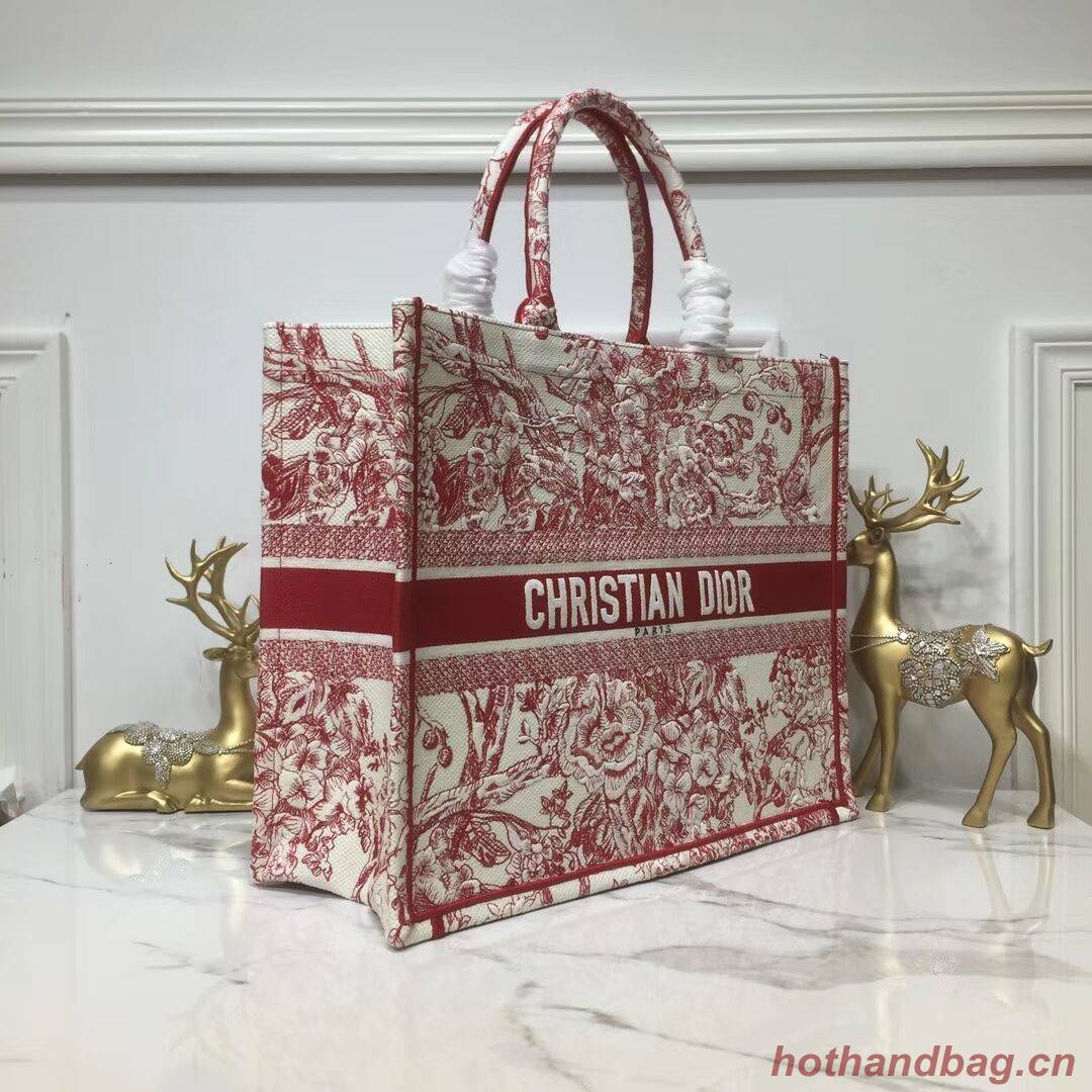 DIOR BOOK TOTE BAG IN EMBROIDERED CANVAS C1286 Pink DIOR BOOK TOTE BAG IN EMBROIDERED CANVAS C1286 Pink