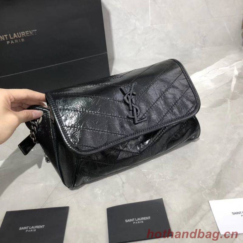 Yves Saint Laurent Niki Leather Shoulder Bag Y577124 Black Yves Saint Laurent Niki Leather Shoulder Bag Y577124 Black