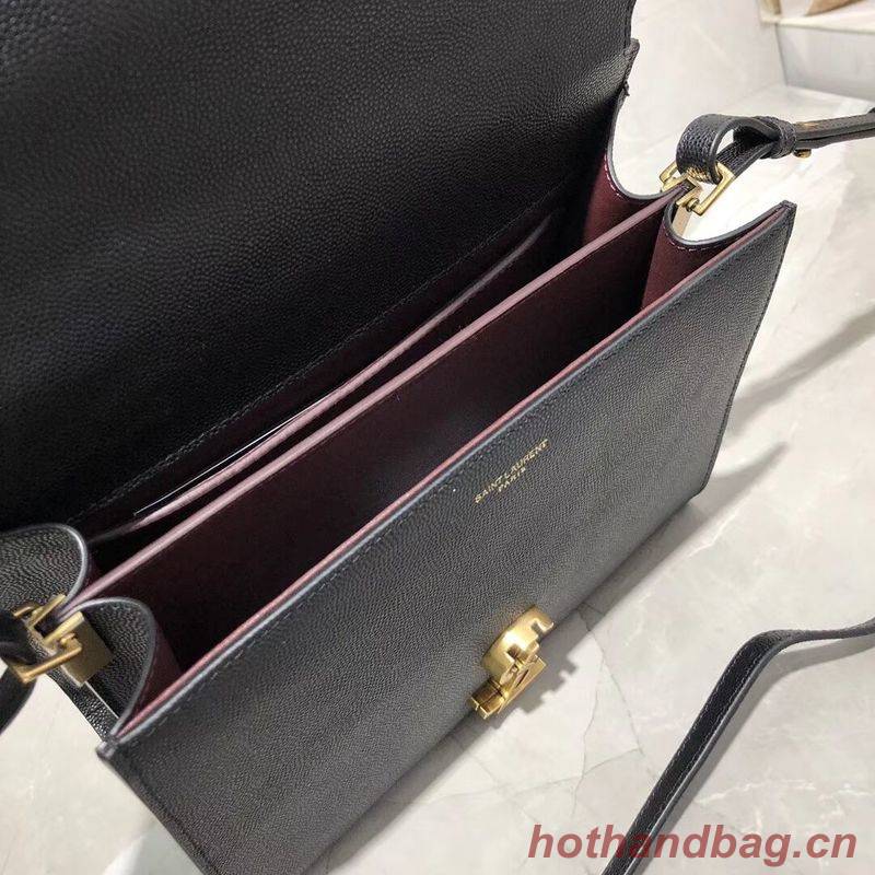 Yves Saint Laurent CASSANDRA TOP HANDLE MEDIUM BAG IN GRAIN DE POUDRE EMBOSSED LEATHER Y578000 Black Yves Saint Laurent CASSANDRA TOP HANDLE MEDIUM BAG IN GRAIN DE POUDRE EMBOSSED LEATHER Y578000 Black