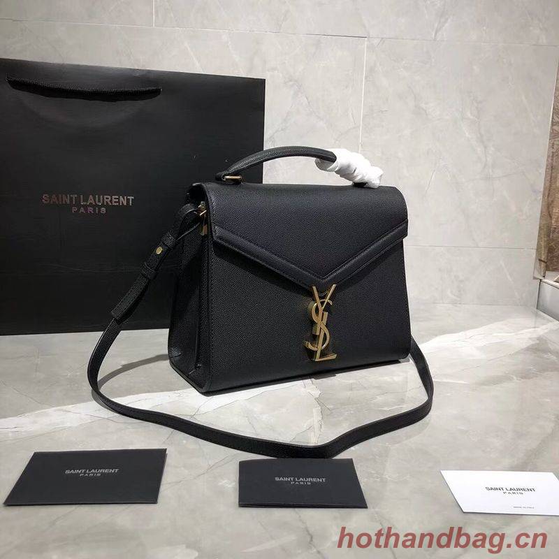 Yves Saint Laurent CASSANDRA TOP HANDLE MEDIUM BAG IN GRAIN DE POUDRE EMBOSSED LEATHER Y578000 Black Yves Saint Laurent CASSANDRA TOP HANDLE MEDIUM BAG IN GRAIN DE POUDRE EMBOSSED LEATHER Y578000 Black