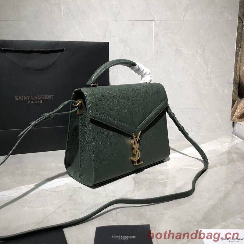 Yves Saint Laurent CASSANDRA TOP HANDLE MEDIUM BAG IN GRAIN DE POUDRE EMBOSSED LEATHER Y578000 Green Yves Saint Laurent CASSANDRA TOP HANDLE MEDIUM BAG IN GRAIN DE POUDRE EMBOSSED LEATHER Y578000 Green