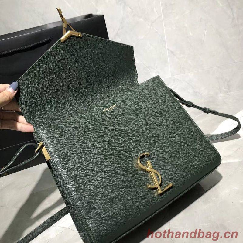 Yves Saint Laurent CASSANDRA TOP HANDLE MEDIUM BAG IN GRAIN DE POUDRE EMBOSSED LEATHER Y578000 Green Yves Saint Laurent CASSANDRA TOP HANDLE MEDIUM BAG IN GRAIN DE POUDRE EMBOSSED LEATHER Y578000 Green