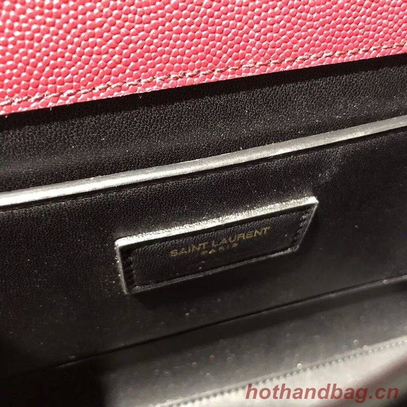 Yves Saint Laurent CASSANDRA TOP HANDLE MEDIUM BAG IN GRAIN DE POUDRE EMBOSSED LEATHER Y578000 Red Yves Saint Laurent CASSANDRA TOP HANDLE MEDIUM BAG IN GRAIN DE POUDRE EMBOSSED LEATHER Y578000 Red
