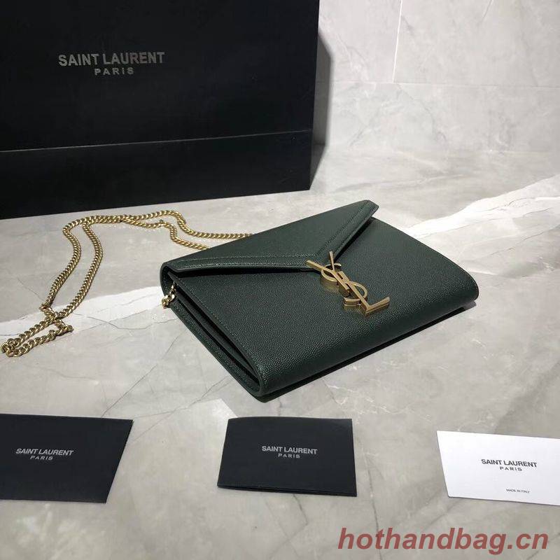 YSL CASSANDRA MONOGRAM CLASP BAG IN GRAIN DE POUDRE EMBOSSED LEATHER Y582334 Green YSL CASSANDRA MONOGRAM CLASP BAG IN GRAIN DE POUDRE EMBOSSED LEATHER Y582334 Green