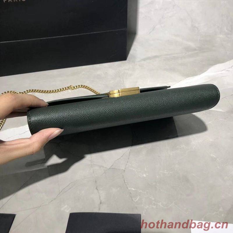 YSL CASSANDRA MONOGRAM CLASP BAG IN GRAIN DE POUDRE EMBOSSED LEATHER Y582334 Green YSL CASSANDRA MONOGRAM CLASP BAG IN GRAIN DE POUDRE EMBOSSED LEATHER Y582334 Green