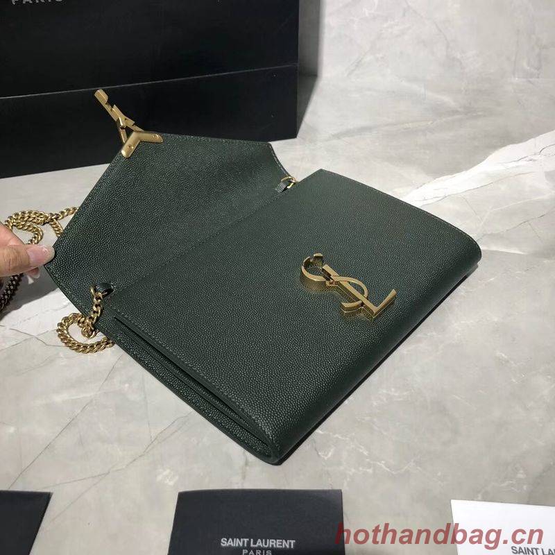 YSL CASSANDRA MONOGRAM CLASP BAG IN GRAIN DE POUDRE EMBOSSED LEATHER Y582334 Green YSL CASSANDRA MONOGRAM CLASP BAG IN GRAIN DE POUDRE EMBOSSED LEATHER Y582334 Green