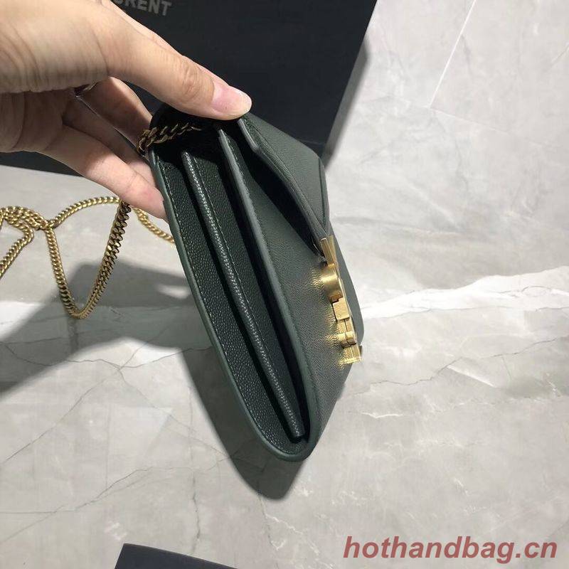 YSL CASSANDRA MONOGRAM CLASP BAG IN GRAIN DE POUDRE EMBOSSED LEATHER Y582334 Green YSL CASSANDRA MONOGRAM CLASP BAG IN GRAIN DE POUDRE EMBOSSED LEATHER Y582334 Green