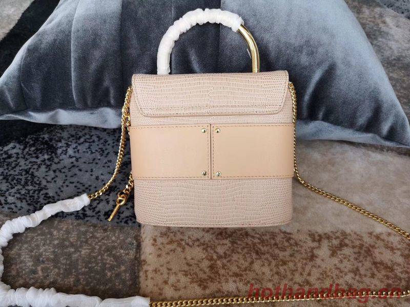 Chloe Small Aby Lock Chain Bag in Embossed Lizard Effect on Calfskin & Goatskin 3S035 Apricot Chloe Small Aby Lock Chain Bag in Embossed Lizard Effect on Calfskin & Goatskin 3S035 Apricot