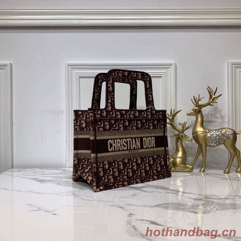 DIOR TOTE BAG IN EMBROIDERED CANVAS C0195 Wine DIOR TOTE BAG IN EMBROIDERED CANVAS C0195 Wine