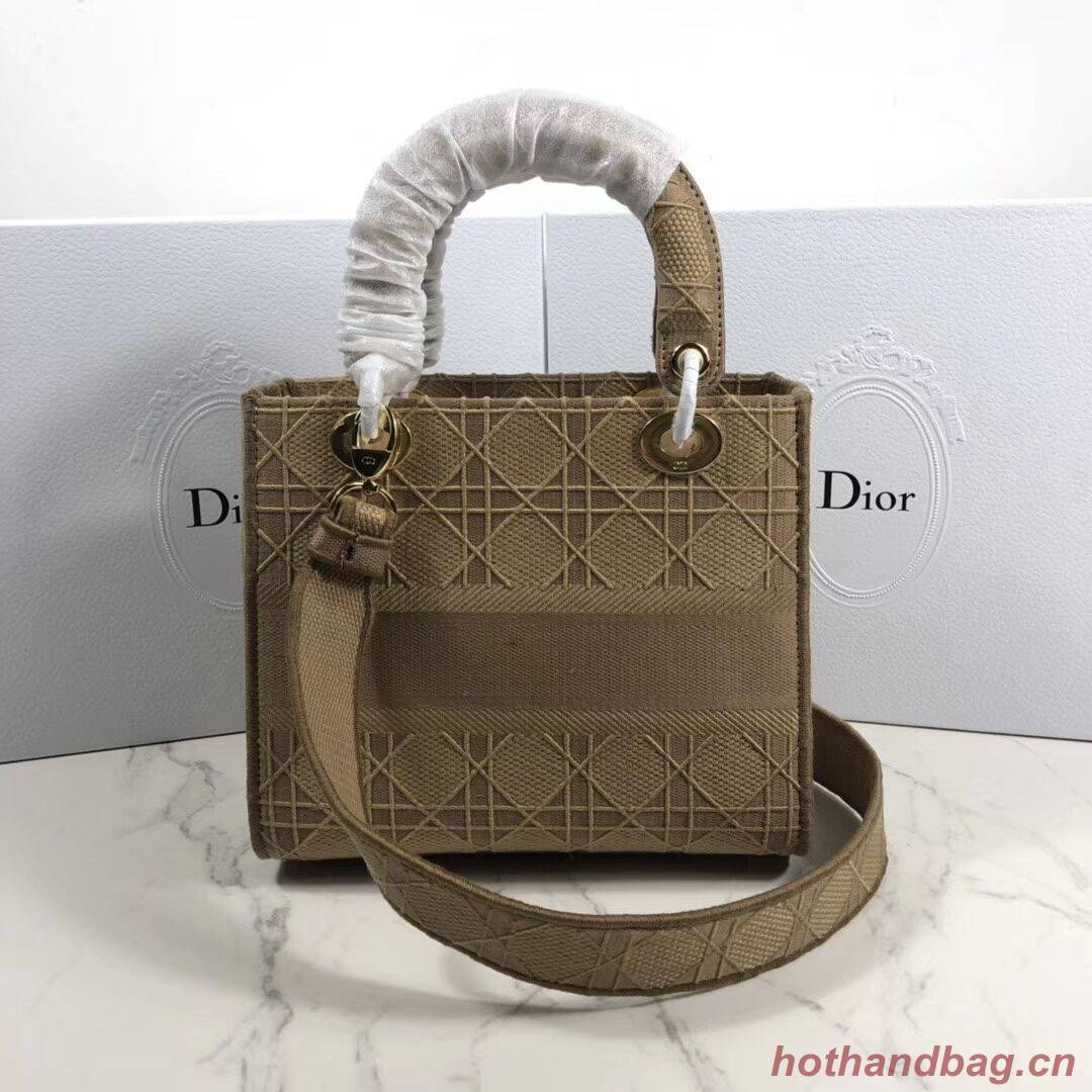 LADY DIOR TOTE BAG IN EMBROIDERED CANVAS C4532 apricot LADY DIOR TOTE BAG IN EMBROIDERED CANVAS C4532 apricot